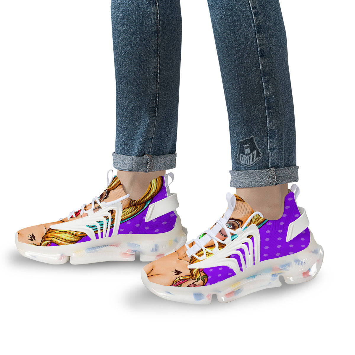Lollipop And Punk Girl Print White Gym Shoes-grizzshop