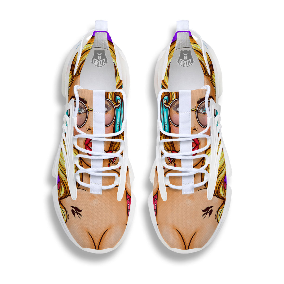 Lollipop And Punk Girl Print White Gym Shoes-grizzshop