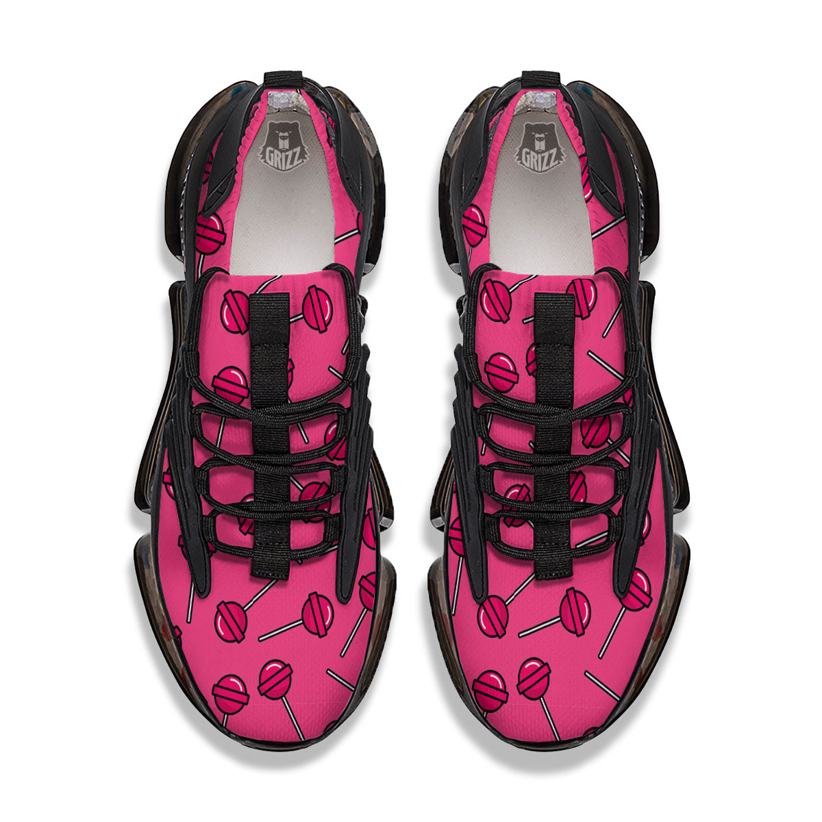 Lollipop Candy Pink Print Pattern Black Gym Shoes-grizzshop