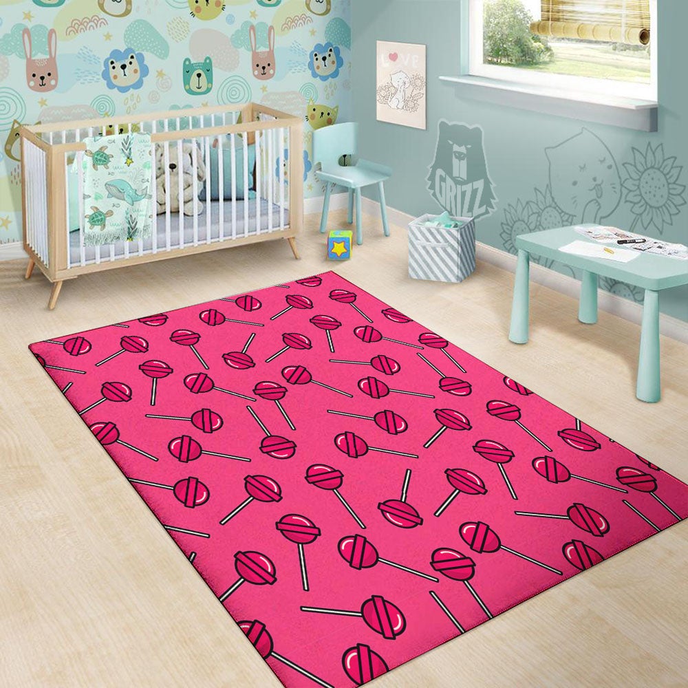 Lollipop Candy Pink Print Pattern Floor Mat-grizzshop