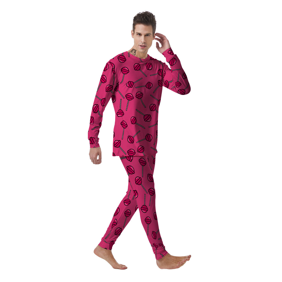 Lollipop Candy Pink Print Pattern Men's Pajamas-grizzshop