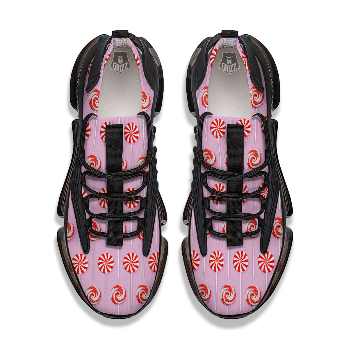 Lollipop Candy Red Print Pattern Black Gym Shoes-grizzshop