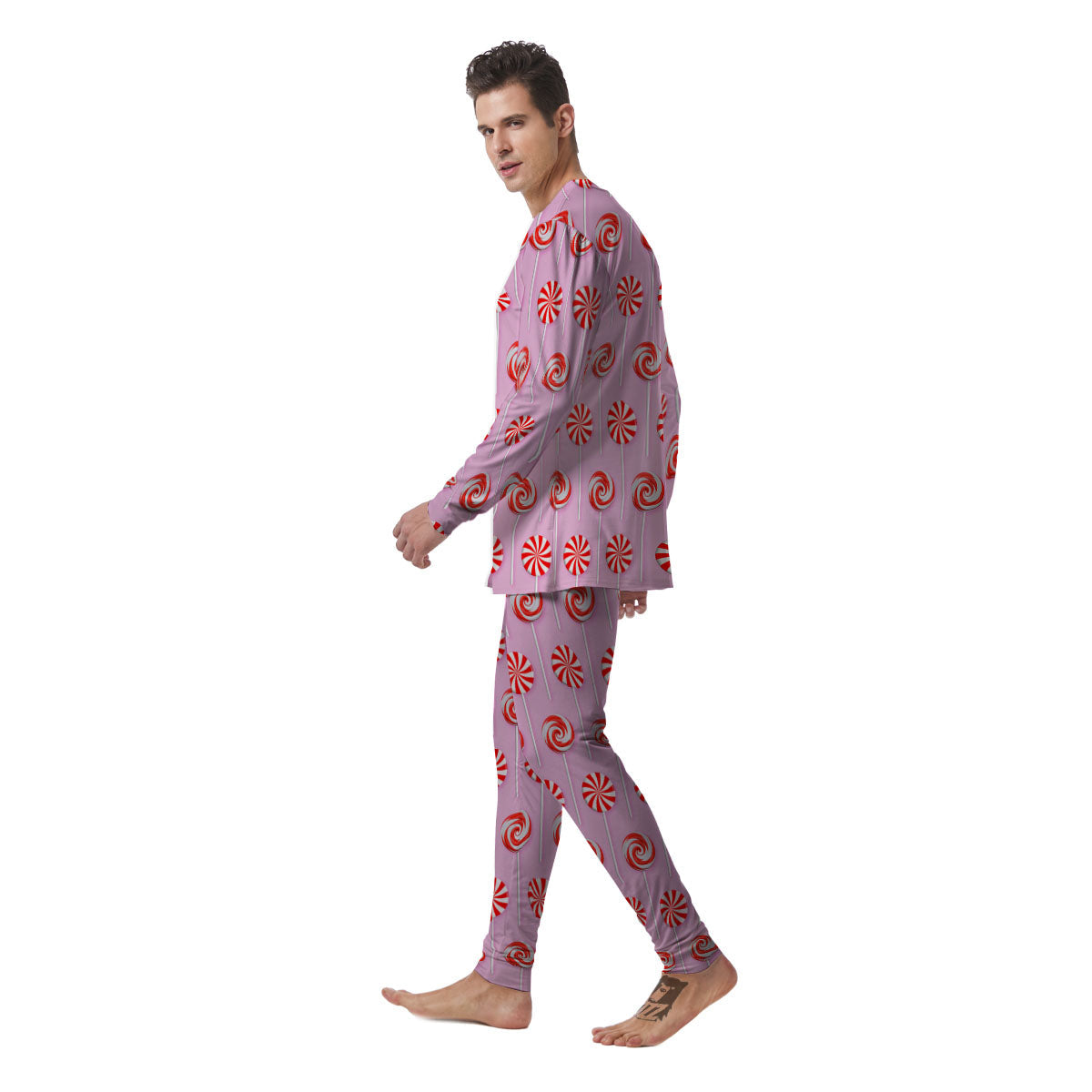 Lollipop Candy Red Print Pattern Men's Pajamas-grizzshop