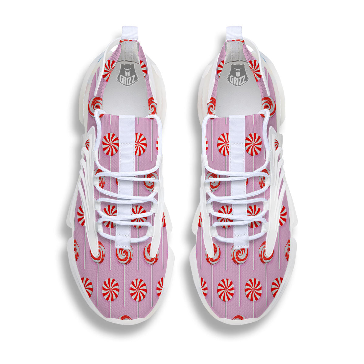 Lollipop Candy Red Print Pattern White Gym Shoes-grizzshop