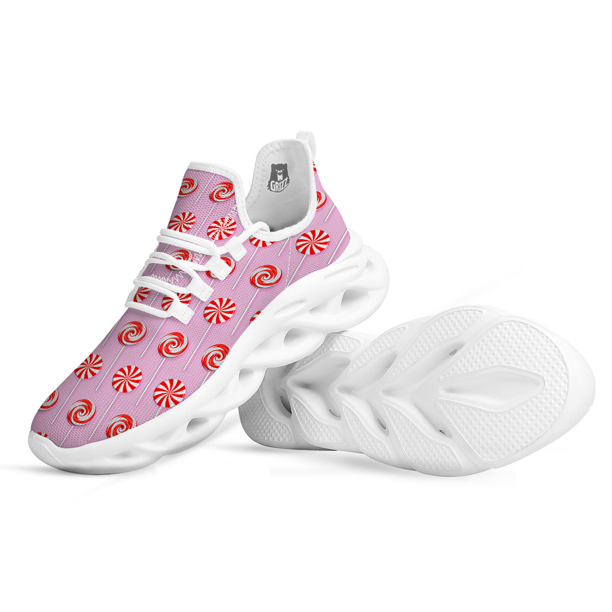 Lollipop Candy Red Print Pattern White Running Shoes-grizzshop
