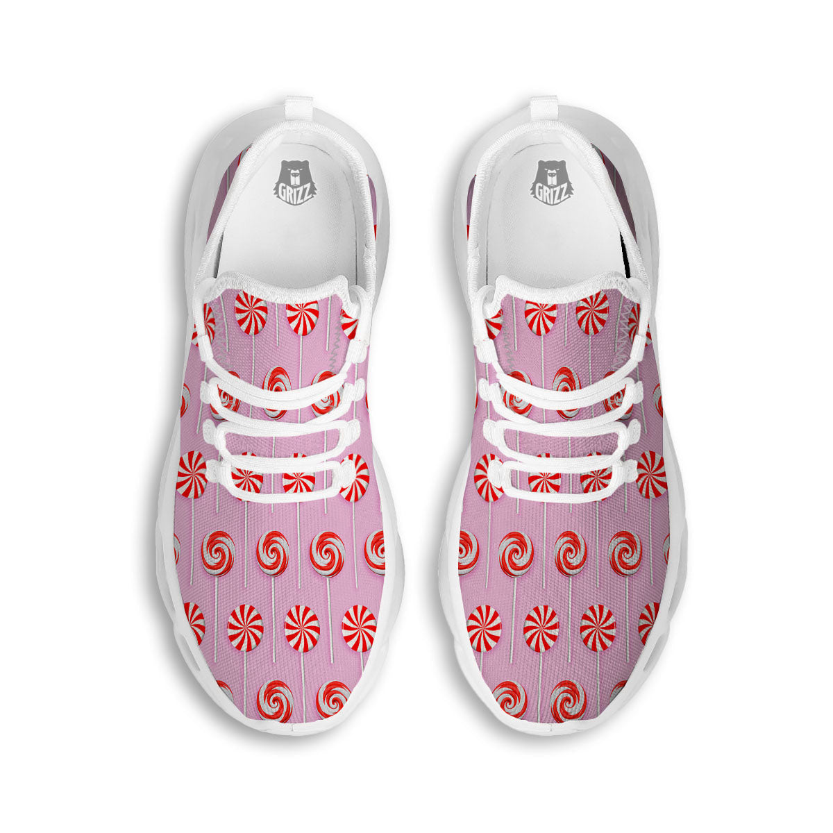 Lollipop Candy Red Print Pattern White Running Shoes-grizzshop