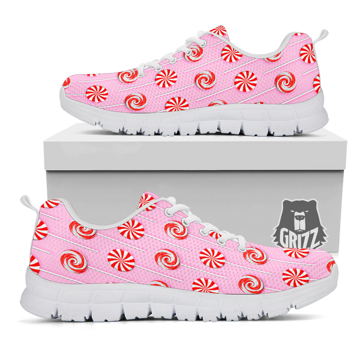 Lollipop Candy Red Print Pattern White Sneaker-grizzshop