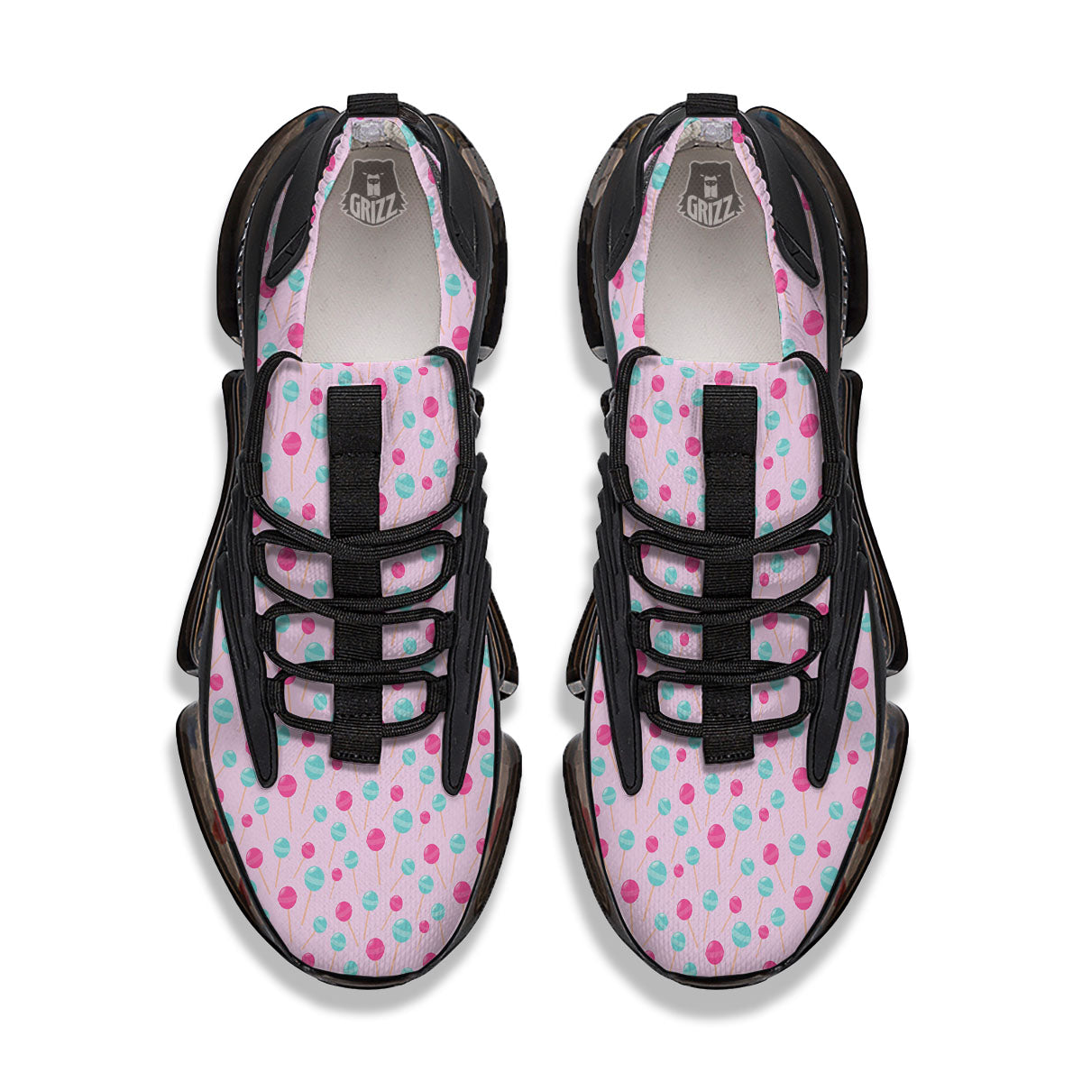Lollipop Cartoon Print Pattern Black Gym Shoes-grizzshop