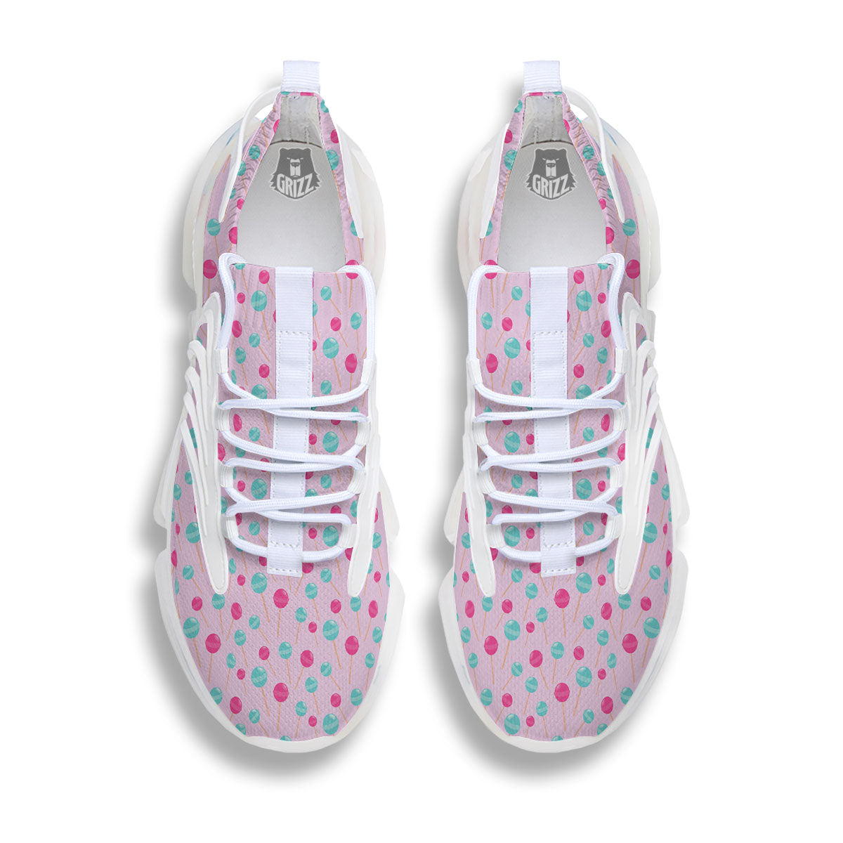 Lollipop Cartoon Print Pattern White Gym Shoes-grizzshop