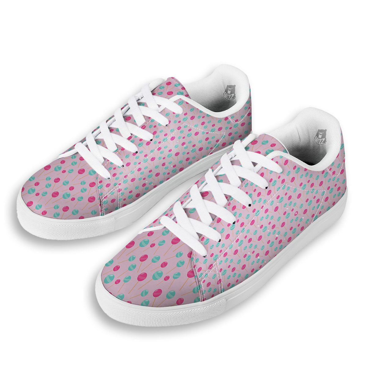 Lollipop Cartoon Print Pattern White Low Top Sneakers-grizzshop