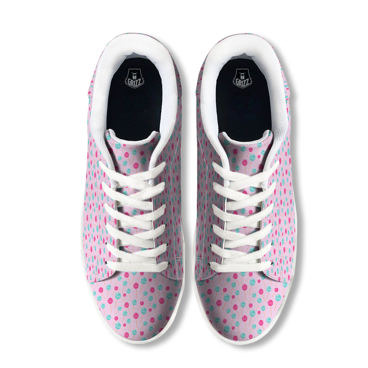 Lollipop Cartoon Print Pattern White Low Top Sneakers-grizzshop