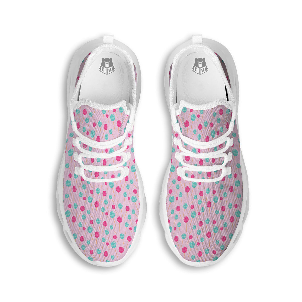 Lollipop Cartoon Print Pattern White Running Shoes-grizzshop