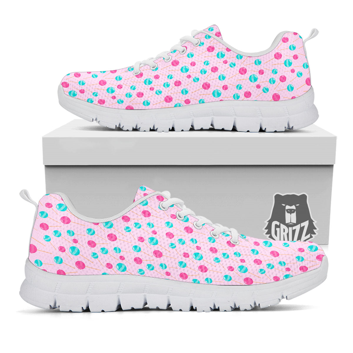 Lollipop Cartoon Print Pattern White Sneaker-grizzshop