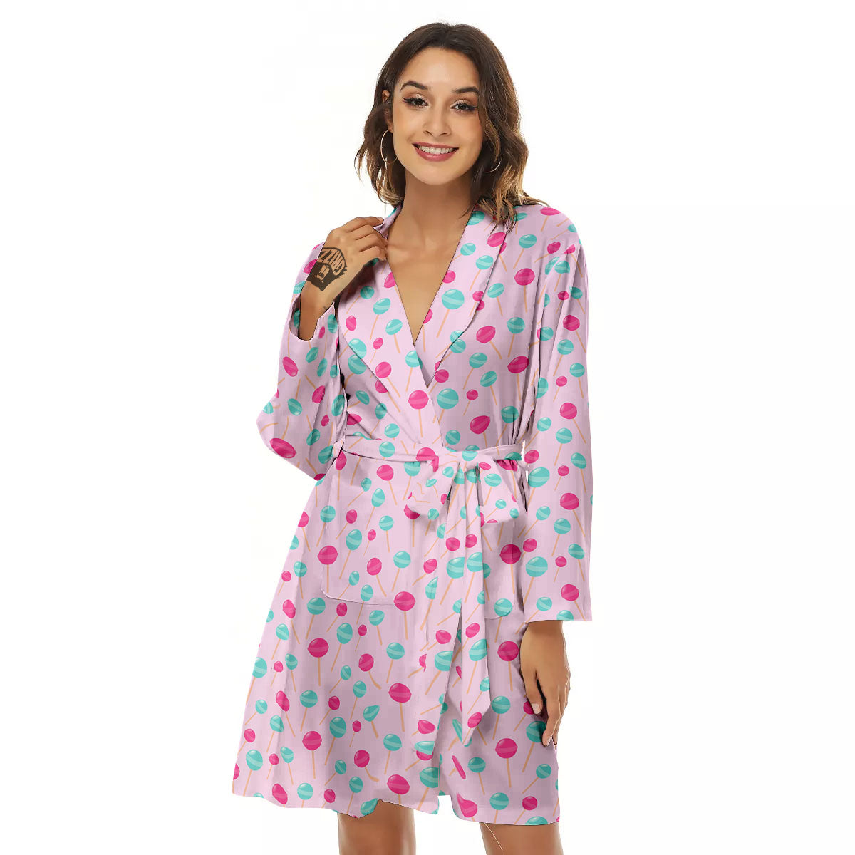 Lollipop Cartoon Print Pattern Women's Robe-grizzshop