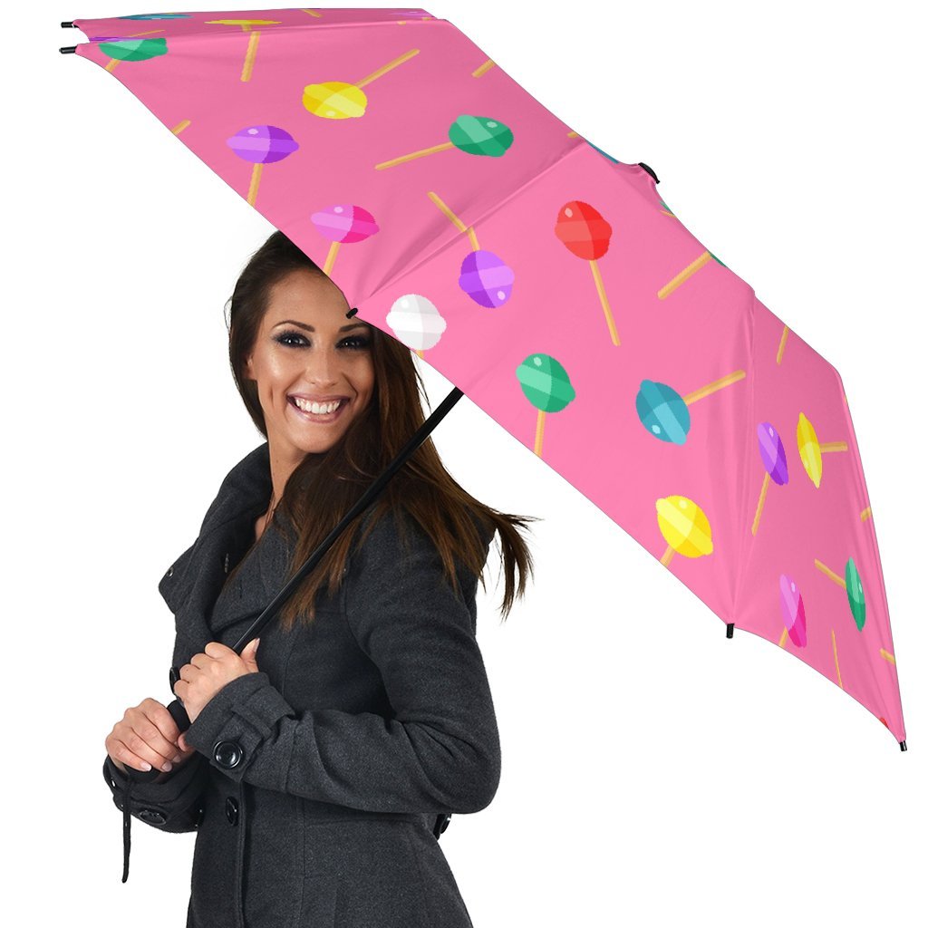 Lollipop Colorful Pattern Print Automatic Foldable Umbrella-grizzshop