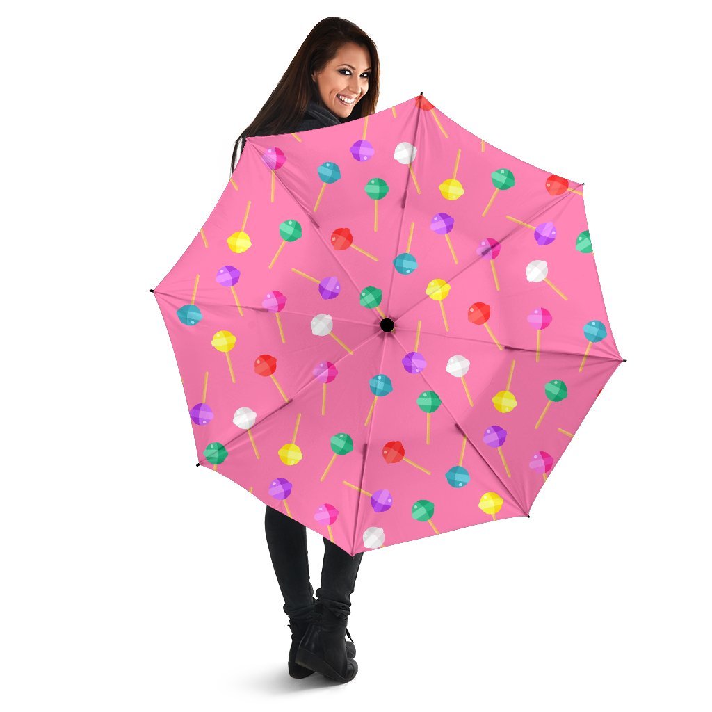 Lollipop Colorful Pattern Print Automatic Foldable Umbrella-grizzshop