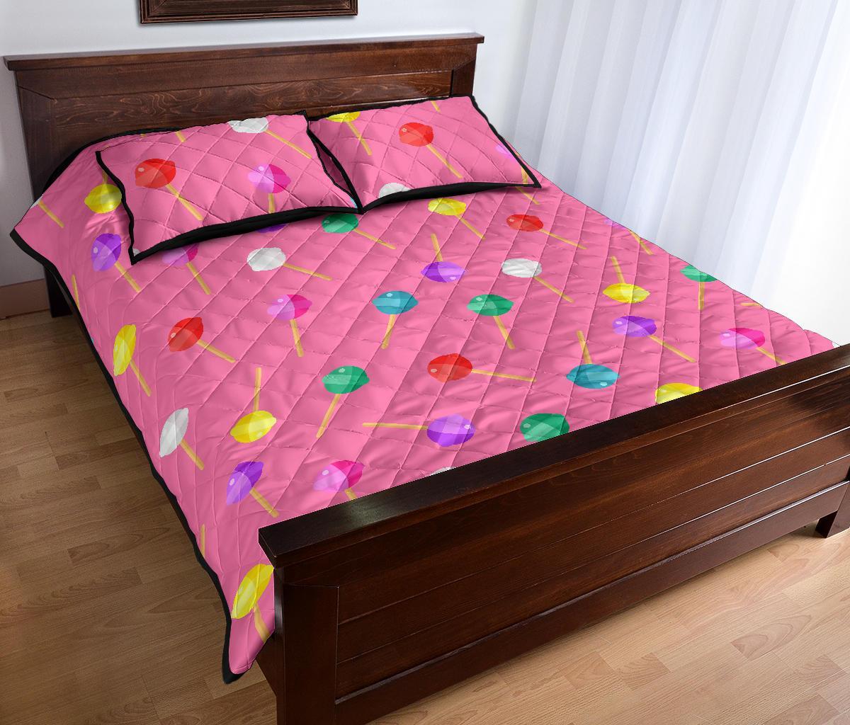 Lollipop Colorful Pattern Print Bed Set Quilt-grizzshop