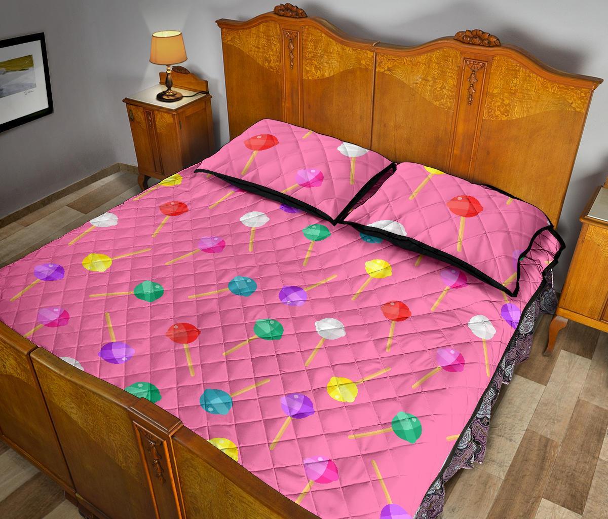 Lollipop Colorful Pattern Print Bed Set Quilt-grizzshop