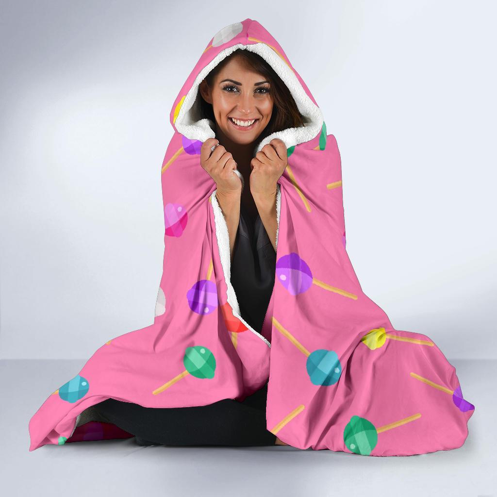 Lollipop Colorful Pattern Print Hooded Blanket-grizzshop