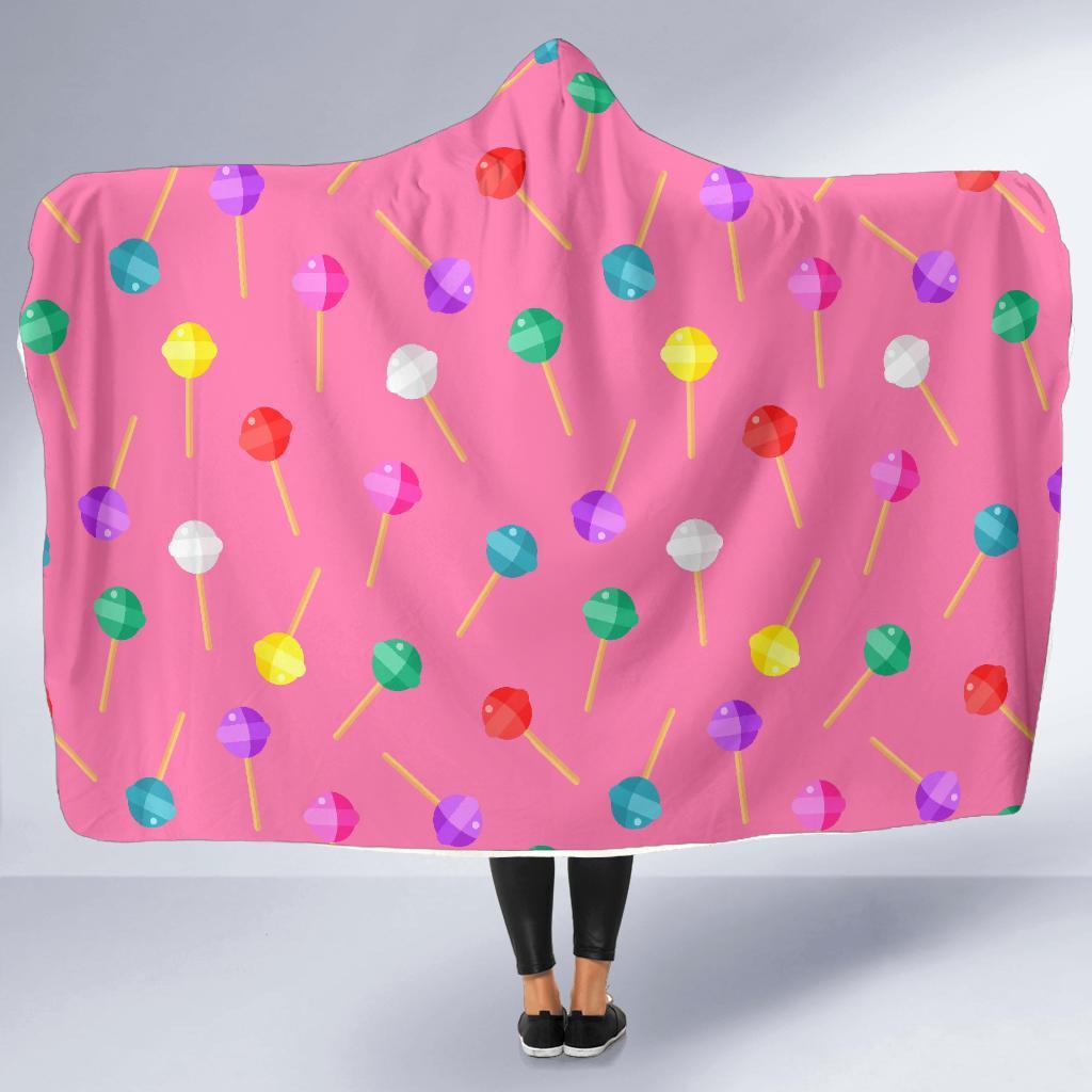 Lollipop Colorful Pattern Print Hooded Blanket-grizzshop