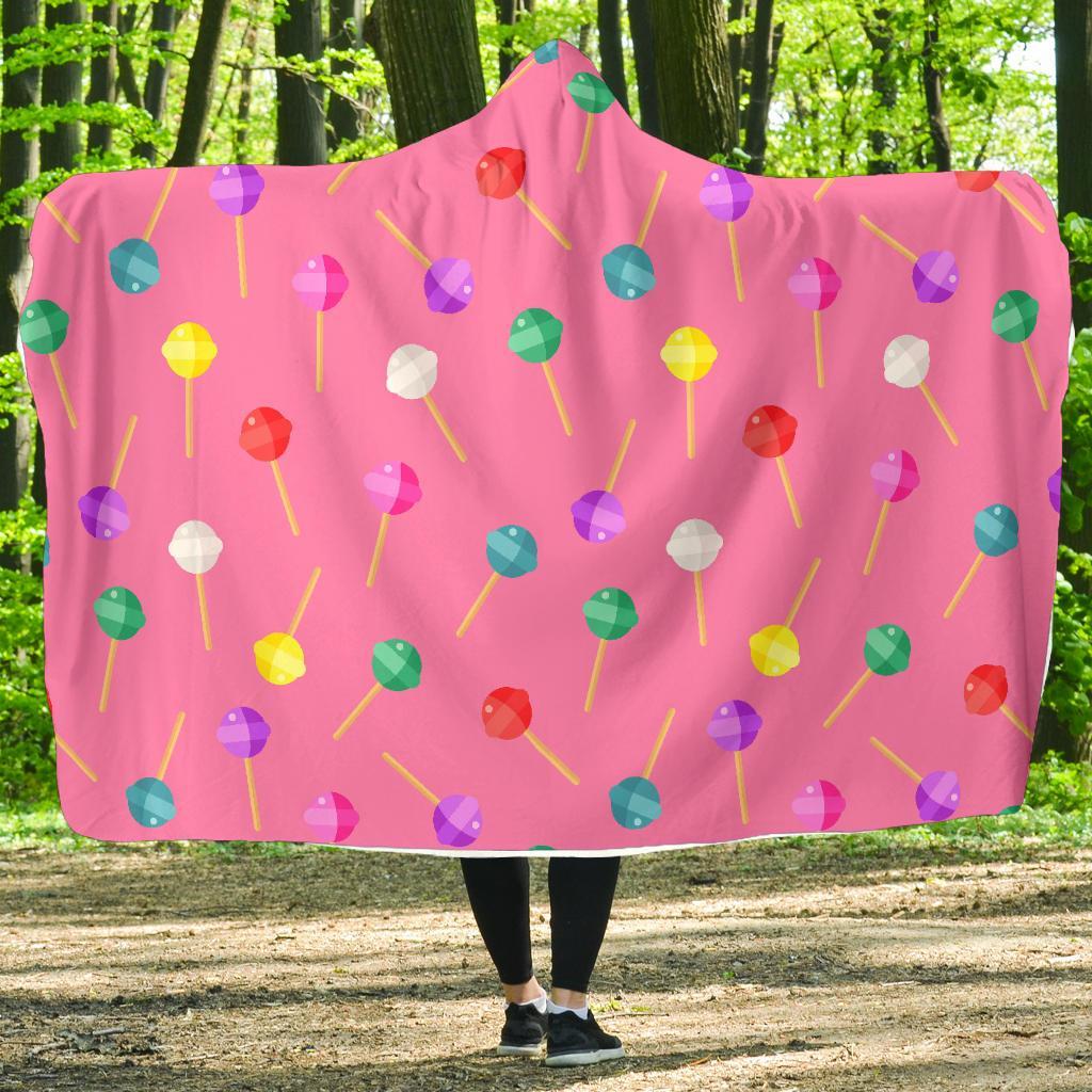 Lollipop Colorful Pattern Print Hooded Blanket-grizzshop