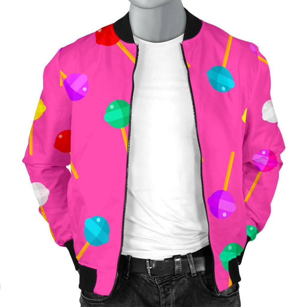 Lollipop Colorful Pattern Print Men's Bomber Jacket-grizzshop