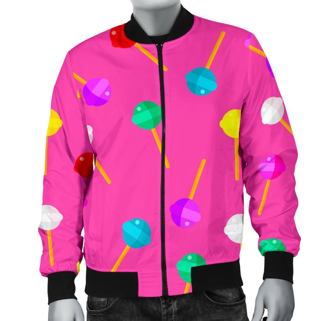 Lollipop Colorful Pattern Print Men's Bomber Jacket-grizzshop