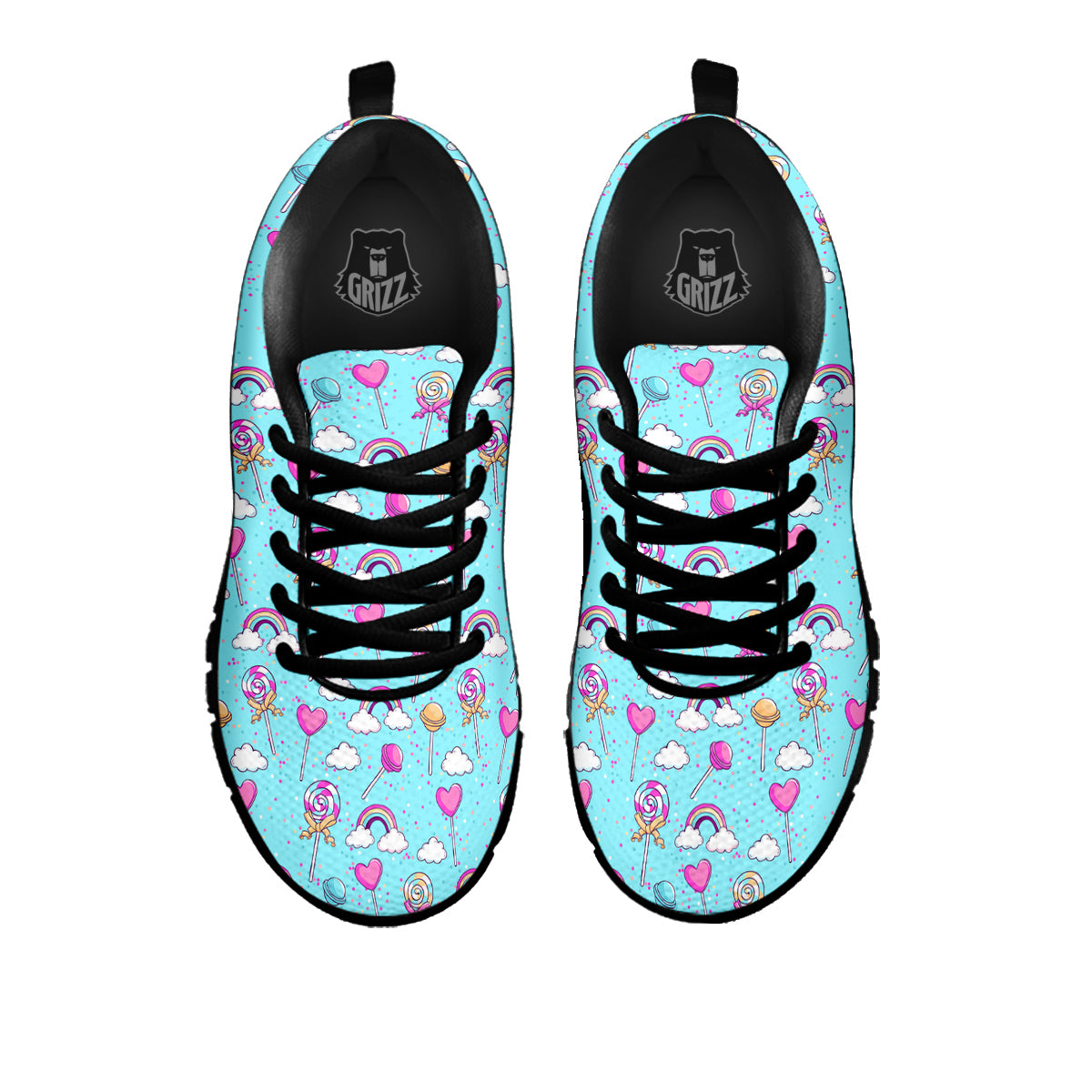 Lollipop Cute Print Pattern Black Sneaker-grizzshop