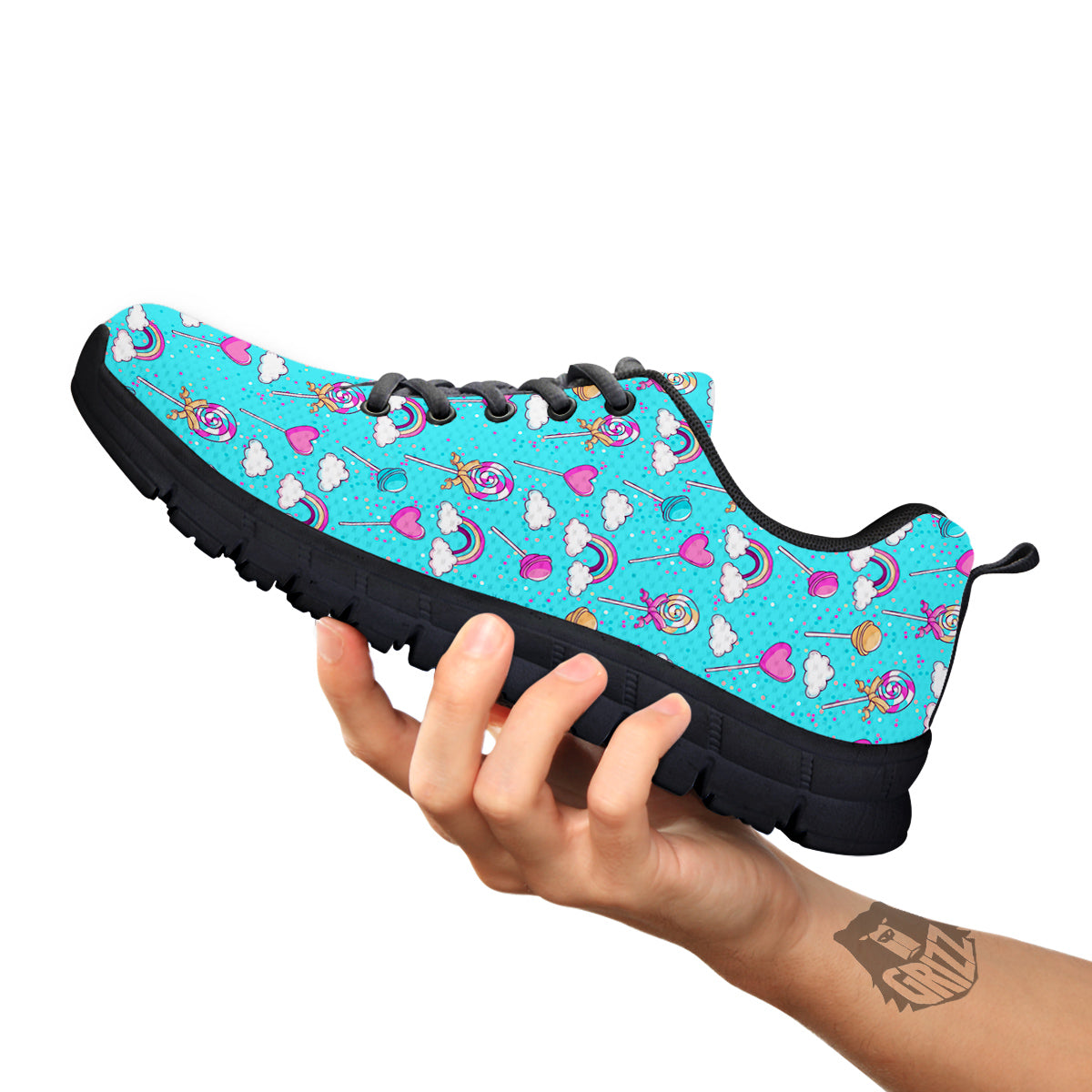 Lollipop Cute Print Pattern Black Sneaker-grizzshop
