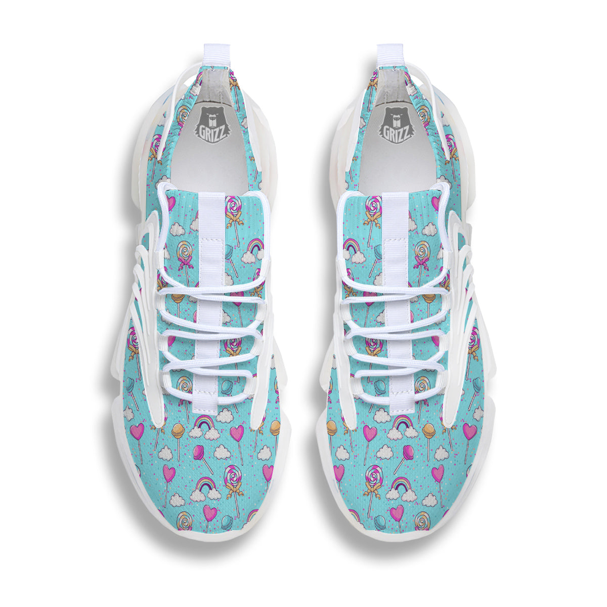 Lollipop Cute Print Pattern White Gym Shoes-grizzshop