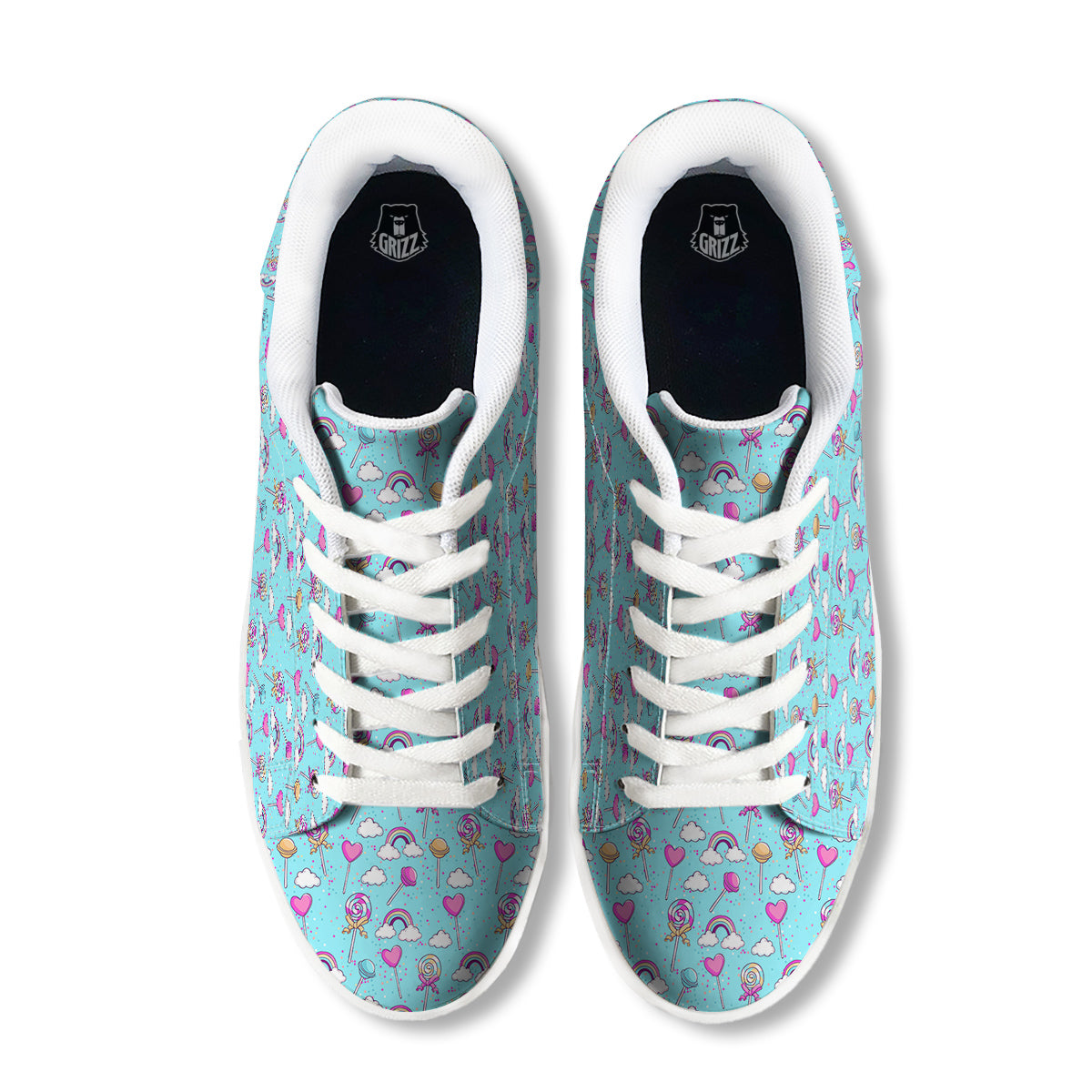 Lollipop Cute Print Pattern White Low Top Sneakers-grizzshop