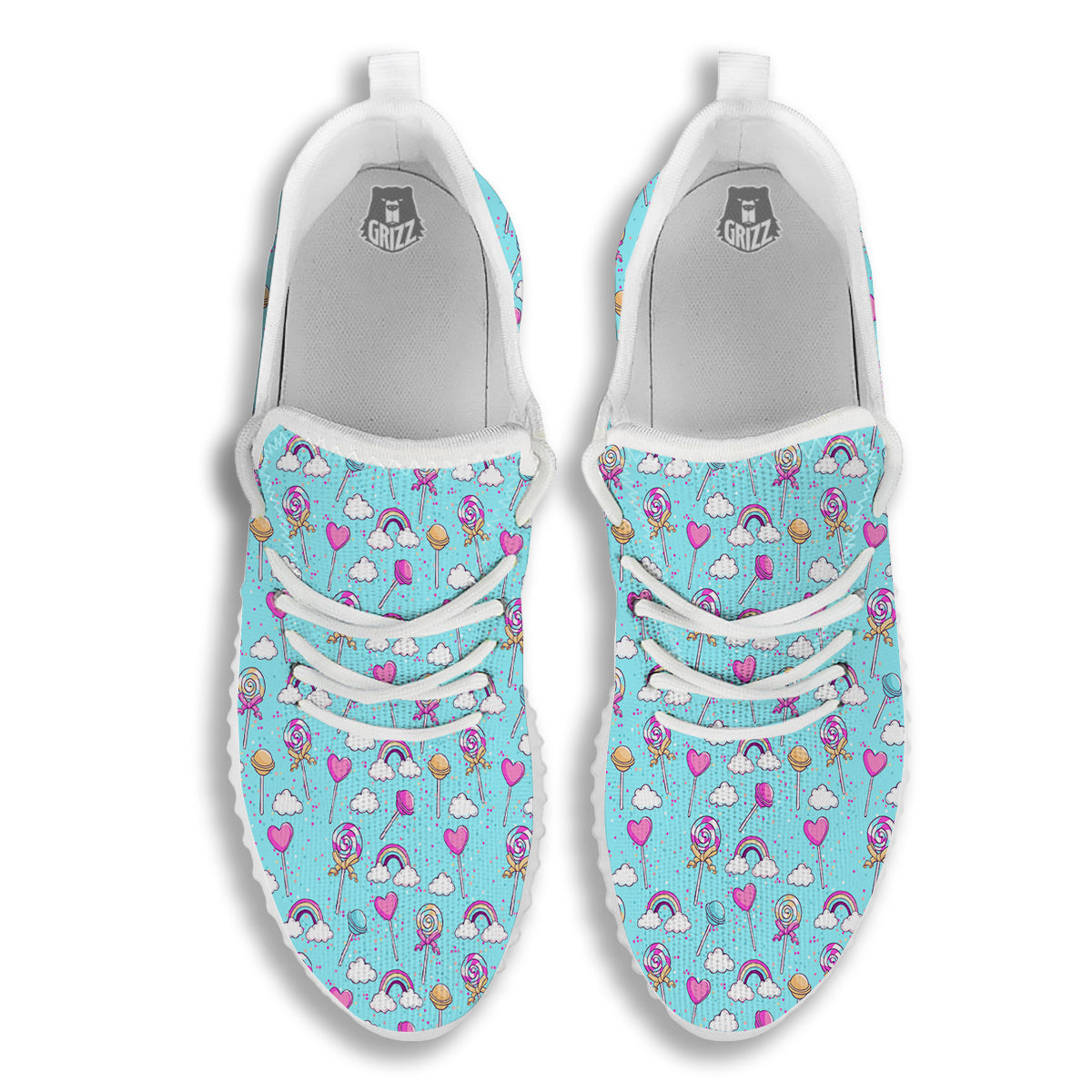 Lollipop Cute Print Pattern White Walking Shoes-grizzshop