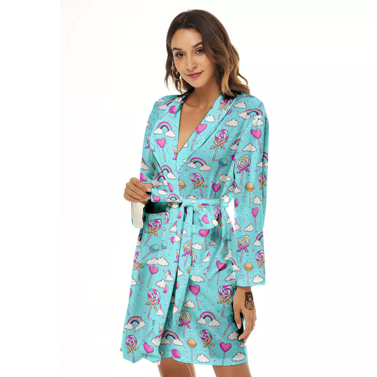 Lollipop Cute Print Pattern Women's Robe-grizzshop