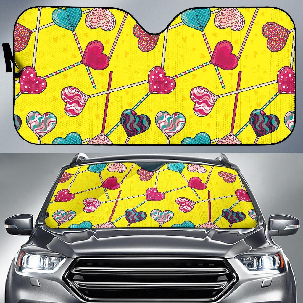 Lollipop Heart Pattern Print Car Sun Shade-grizzshop