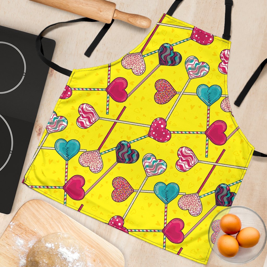 Lollipop Heart Pattern Print Women's Apron-grizzshop