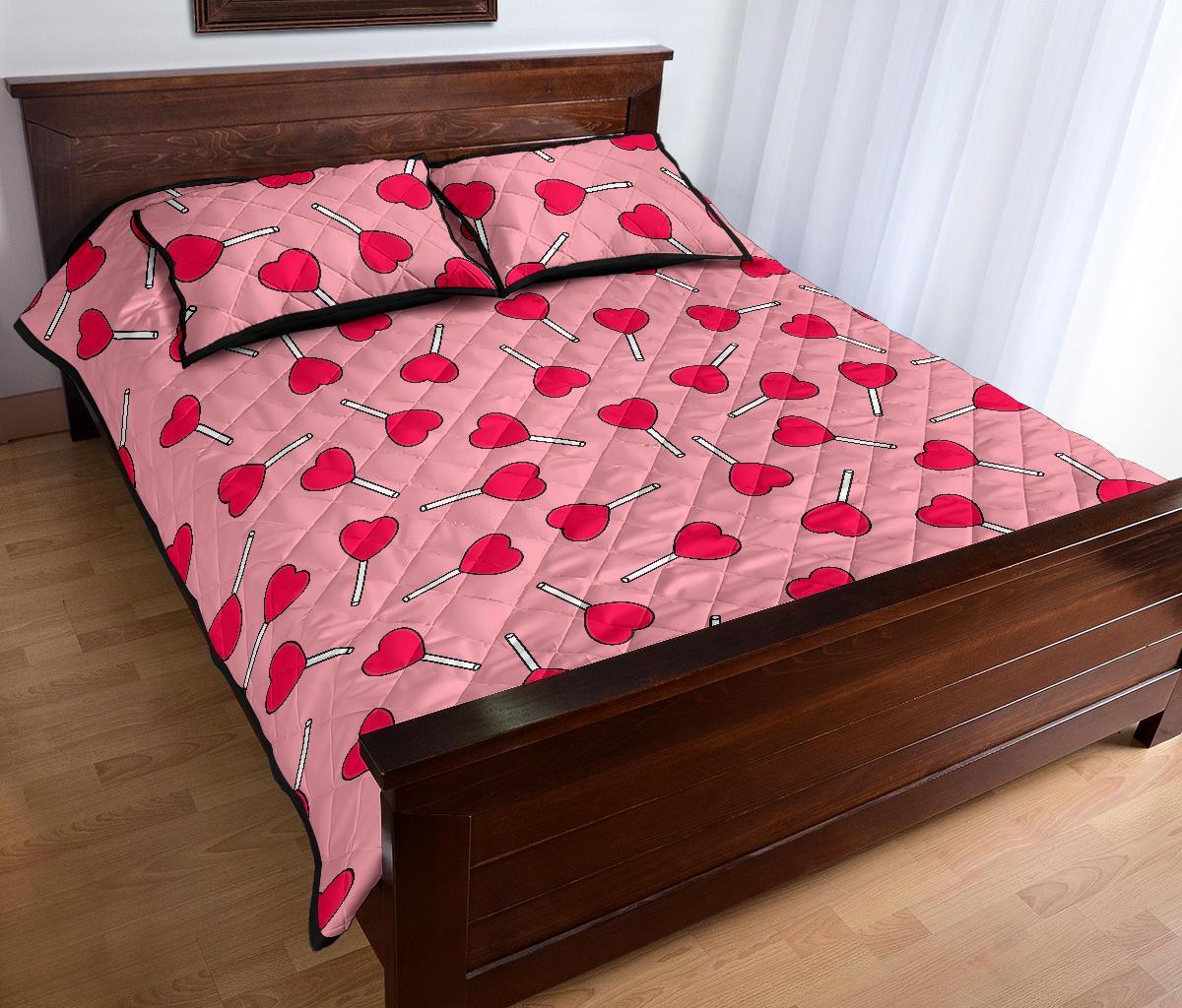 Lollipop Heart Print Pattern Bed Set Quilt-grizzshop