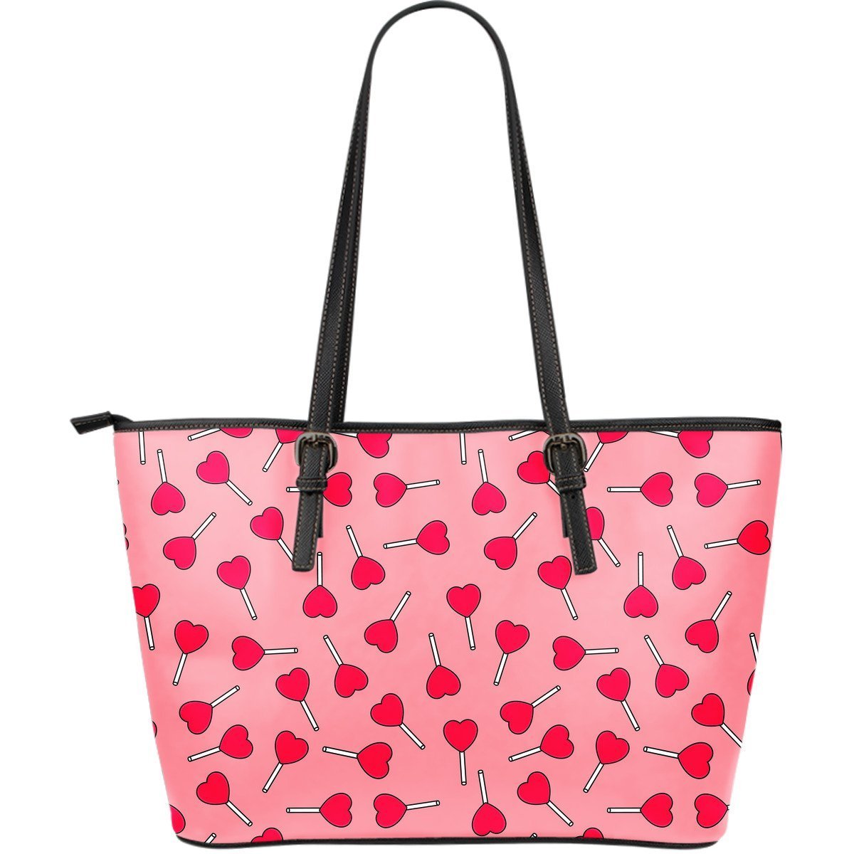Lollipop Heart Print Pattern Leather Tote Bag-grizzshop