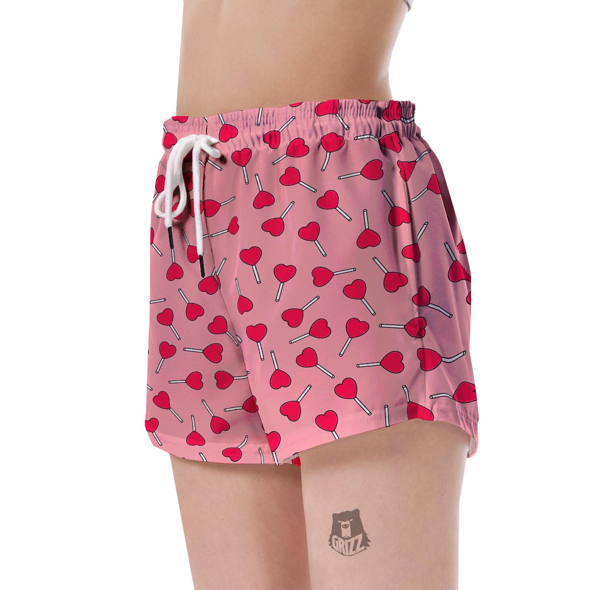 Lollipop Heart Print Pattern Women's Shorts-grizzshop