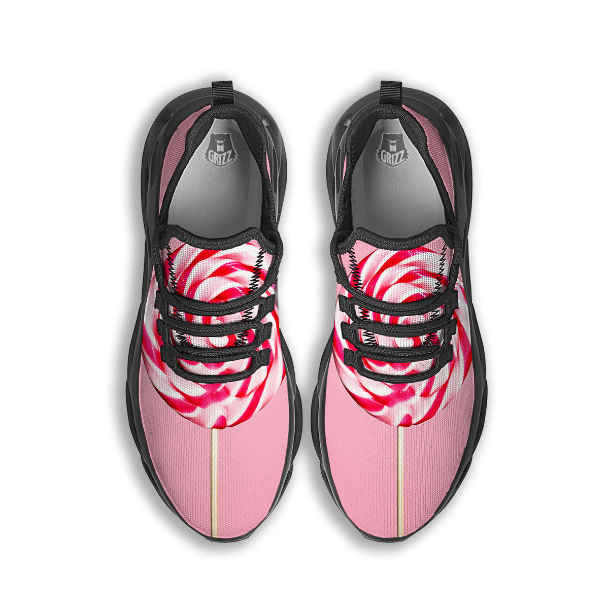 Lollipop Retro Print Black Running Shoes-grizzshop