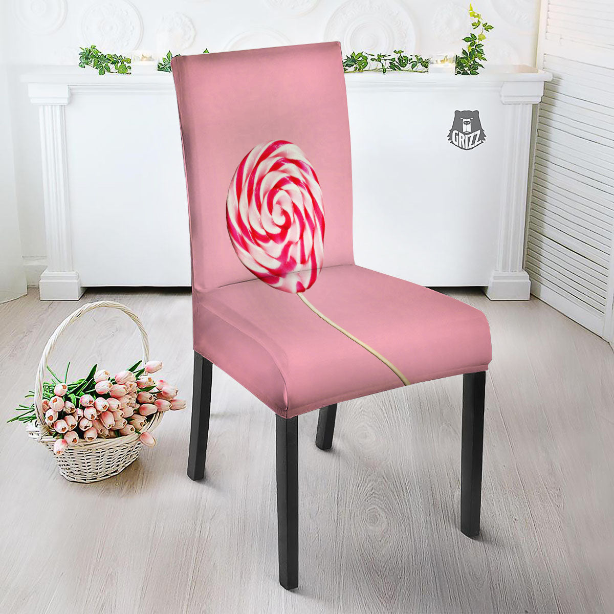 Lollipop Retro Print Dining Chair Slipcover-grizzshop