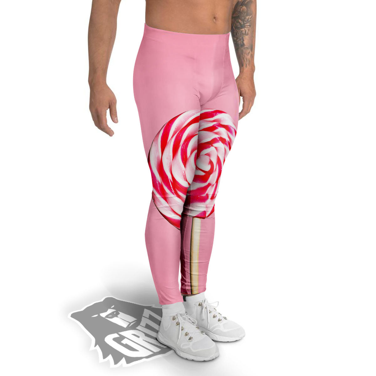 Lollipop Retro Print Men's Leggings-grizzshop
