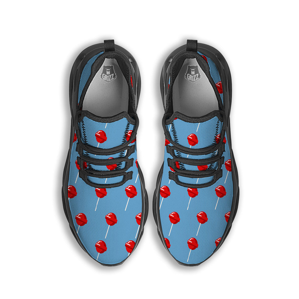 Lollipop Retro Print Pattern Black Running Shoes-grizzshop