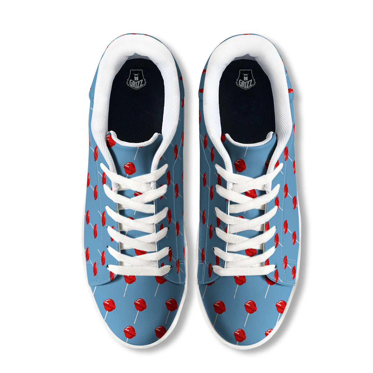 Lollipop Retro Print Pattern White Low Top Sneakers-grizzshop