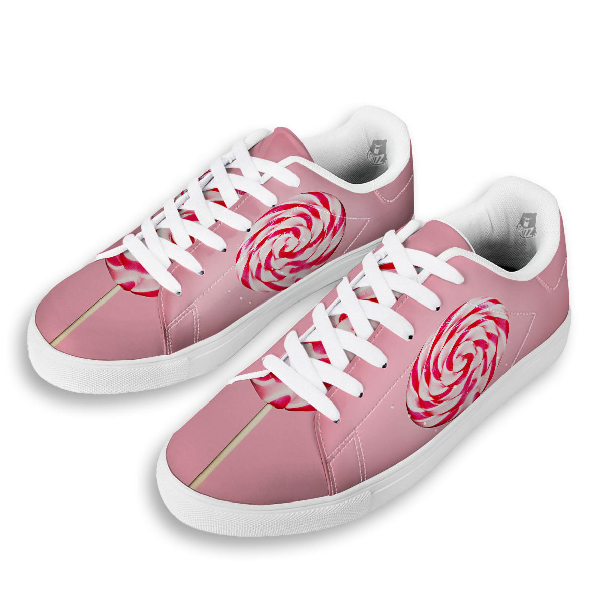 Lollipop Retro Print White Low Top Sneakers-grizzshop