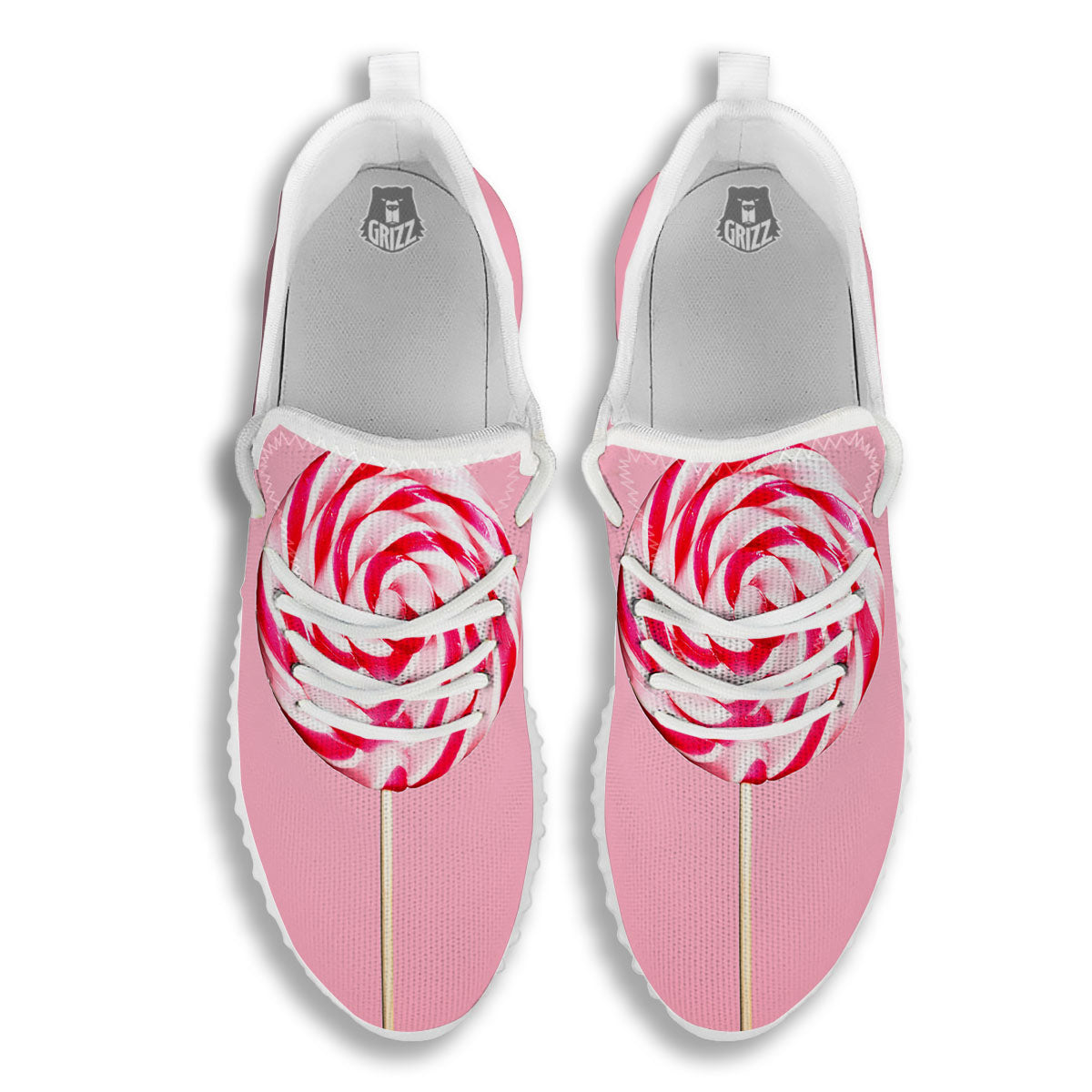 Lollipop Retro Print White Walking Shoes-grizzshop