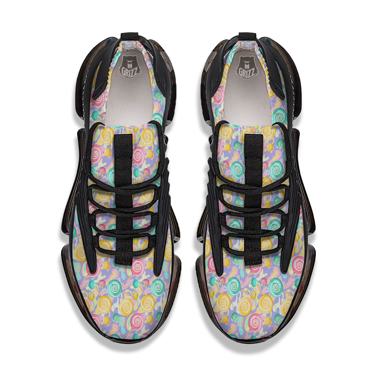 Lollipop Swirl Colorful Print Pattern Black Gym Shoes-grizzshop
