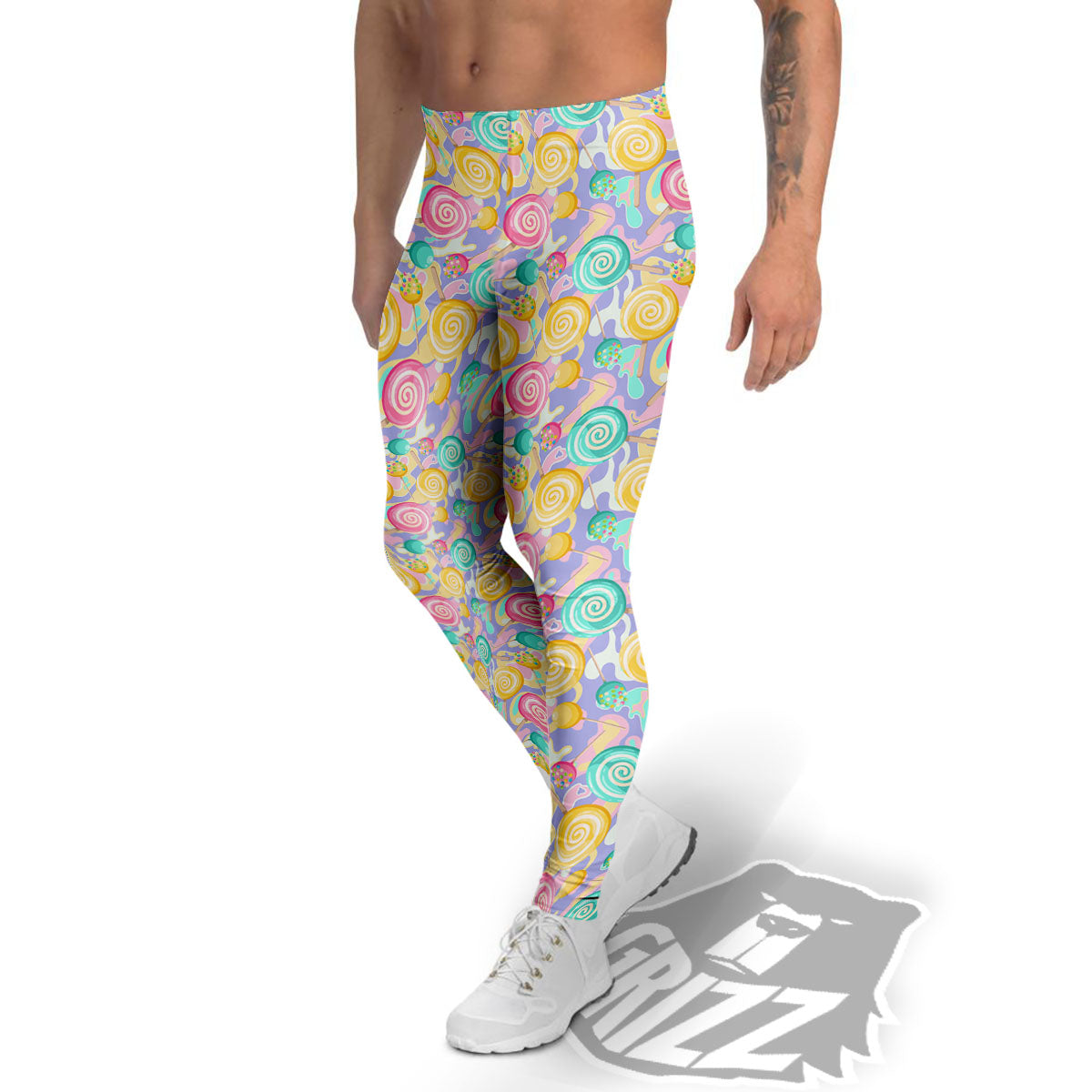 Lollipop Swirl Colorful Print Pattern Men's Leggings-grizzshop