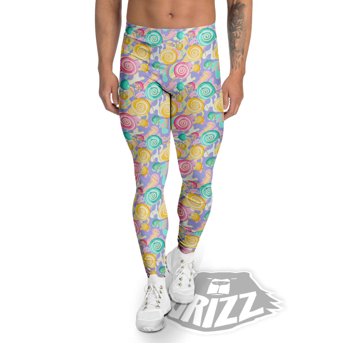 Lollipop Swirl Colorful Print Pattern Men's Leggings-grizzshop