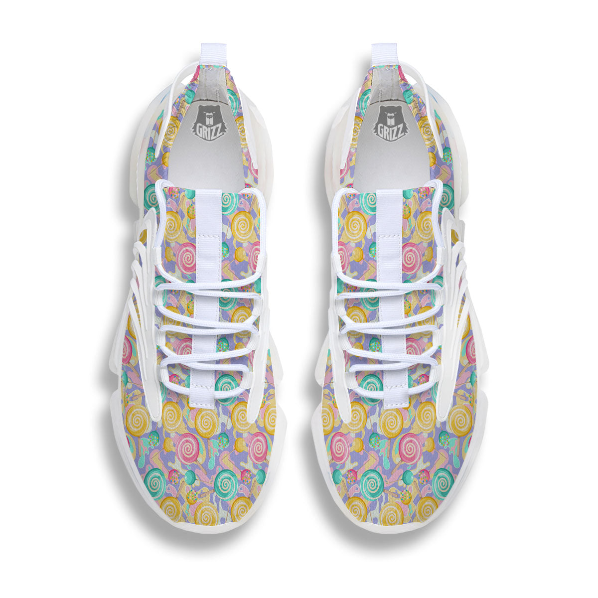 Lollipop Swirl Colorful Print Pattern White Gym Shoes-grizzshop