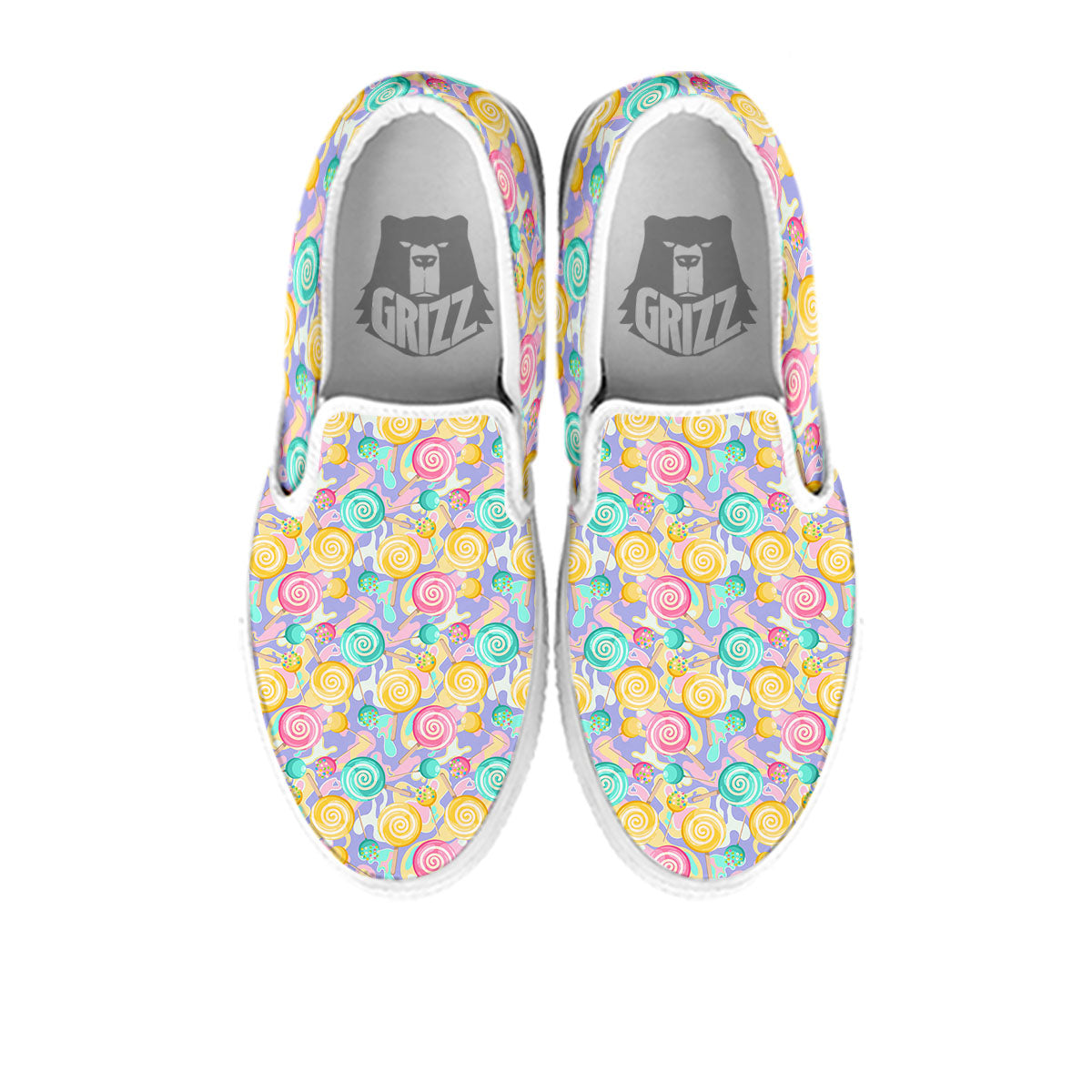 Lollipop Swirl Colorful Print Pattern White Slip On Shoes-grizzshop